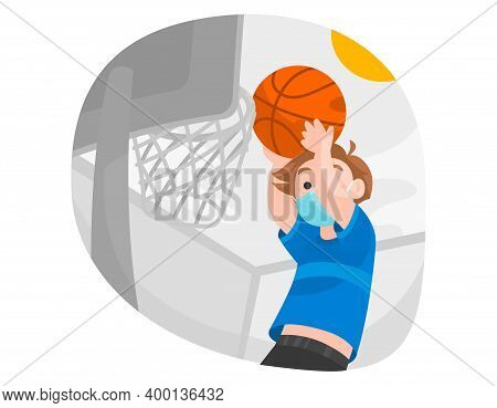 Boy Activity During Isolation Playing A Basketball
