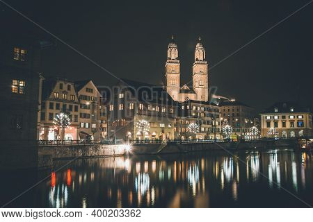 View Of Grossmüster Church In Zurich, Switzerland