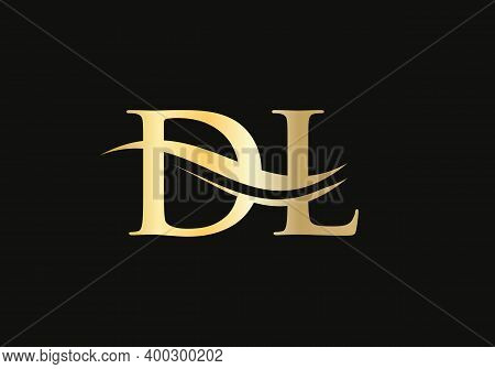 Premium Letter Dl Logo Design With Water Wave Concept. Dl Letter Logo Design With Modern Trendy