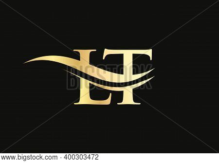 Initial Gold Letter Lt Logo Design. Lt Logo Design With Modern Trendy