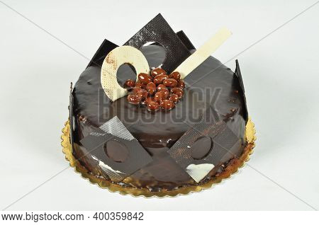 Prepared For Special Occasions, Delicious And Beautiful Chocolate Cake, Isolated On White Background