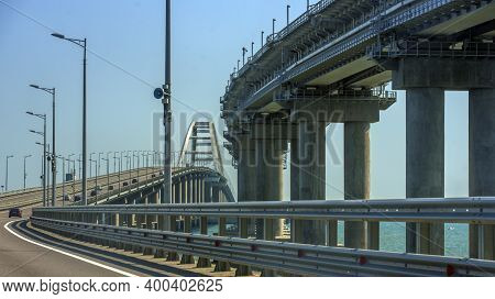 The Navigable Arch Of The Crimean Bridge. Arch Of The Highway And Railway Section Of The Crimean Bri