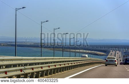 The Navigable Arch Of The Crimean Bridge. Arch Of The Highway And Railway Section Of The Crimean Bri