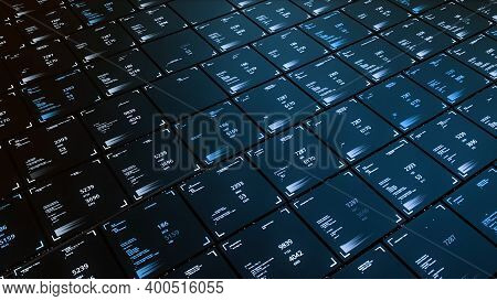 3d Computer Cells With Numbers. Animation. Business Structure In 3d Computer Graphics With Moving Ce