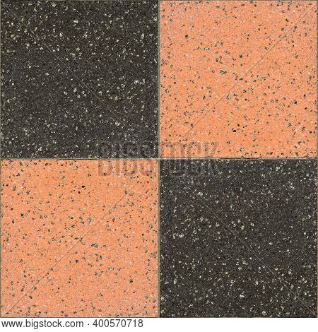 Black End Orange Colored Square Paving Stone, Tiled Stone. Seamless, Tile