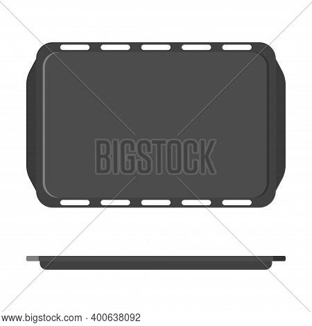 Black Metal Pan For Cooking And Baking In Oven Icon. Template Design For Recipe. Vector Illustration