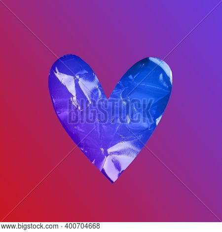 Heart With Halographic Texture In Neon Gradient