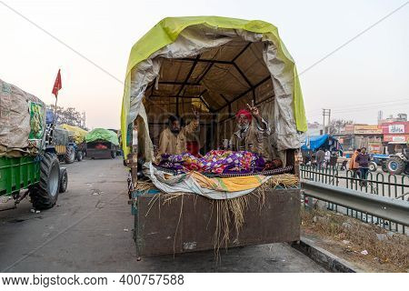 January 2021 Delhi, India
Portrait Of Group Of Farmers During The Protest At Delhi Haryana Border,th