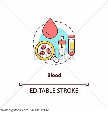Blood Concept Icon. Lab Sample Idea Thin Line Illustration. Finger Prick. Laboratory Sample Tubes. T