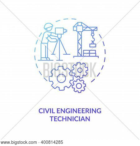 Civil Engineering Technician Blue Gradient Concept Icon. Plan Building. Contractor For Management. C
