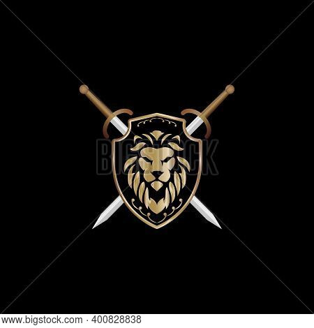 Lion Head And Shield For Logo Templates