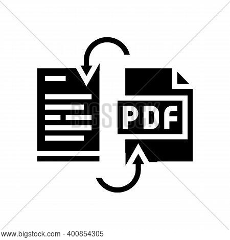 Convert Pdf File To Word Pad Glyph Icon Vector. Convert Pdf File To Word Pad Sign. Isolated Contour 