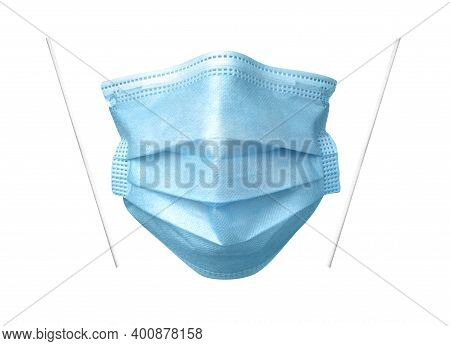 Quality Medical Face Mask Isolated On White. Earloops Are Included. A Medical Mask Is Used To Protec