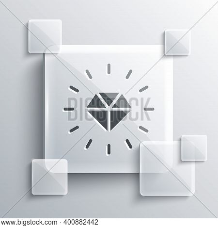 Grey Diamond Icon Isolated On Grey Background. Jewelry Symbol. Gem Stone. Square Glass Panels. Vecto