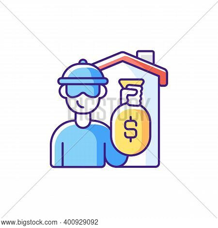 Theft Rgb Color Icon. Home Burglary And Robbery. House Invasion. Security, Safeguard. Residence Prot