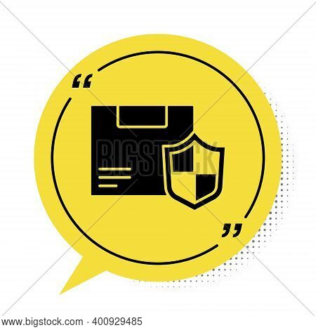 Black Delivery Security With Shield Icon Isolated On White Background. Delivery Insurance. Insured C