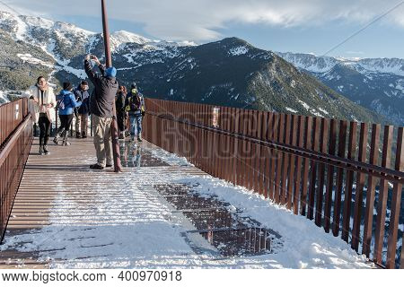 Canillo, Andorra. Octubre 15 2016 : People In The Mirador Roc Del Quer In Canillo,  Andorra