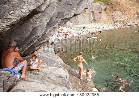Beach Near Riomaggiore In Italy