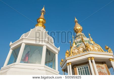 White and gold and blue sky