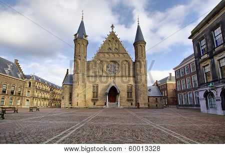 Gothic Facade Of Ridderzaal In Binnenhof, Hague, Netherlands