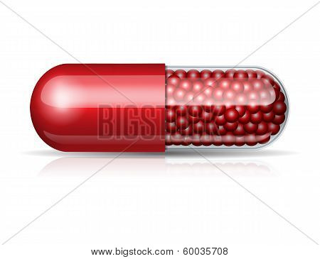 Medical red capsule with granules