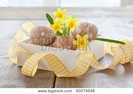 Yellow Narcissus In Egg Shell
