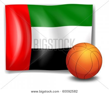 Illustration of the flag of United Arab Emirates with a ball on a white background