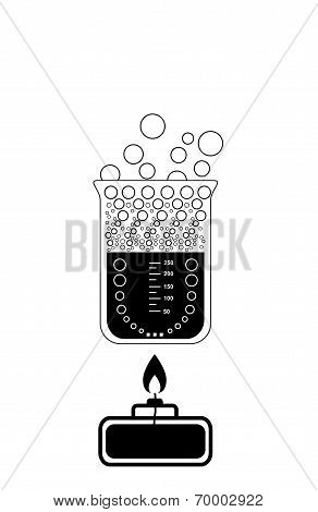 Chemical Beaker With A Solution Heated By Alcohol Lamp