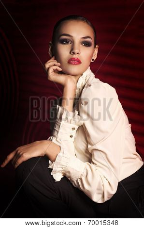 Fashion beautiful girl with jewelry precious decorations.