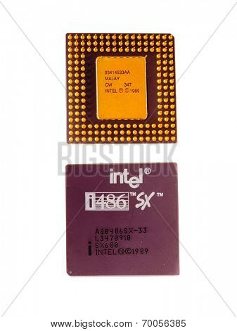 Hayward, CA - August 11, 2014: Intel 486 computer Microprocessor