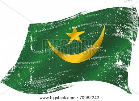waving Mauritanian grunge flag. A grunge mauritanian flag in the wind for you