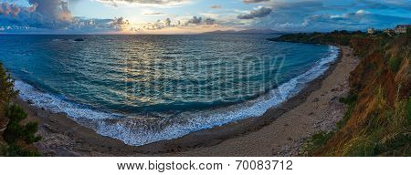 Mytikas Beach Sunset Panorama (greece, Lefkada).