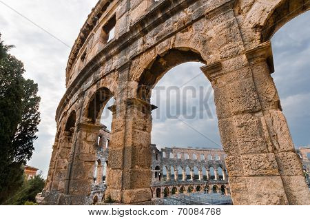 View Of The Roman Amphitheatre (arena) In Pula