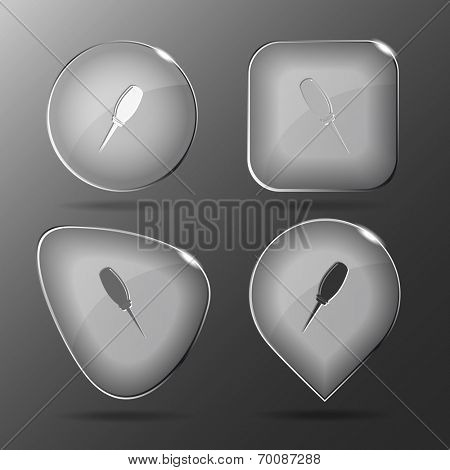 Awl. Glass buttons. Raster illustration.