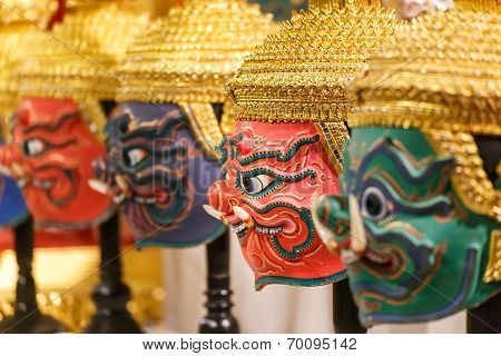 Thai Traditional Mask Used in Thai traditional dance of the Ramayana Saga