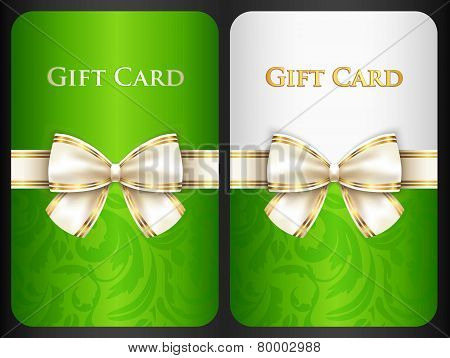 Scarlet Gift Card With Damask Ornament And Cream Diagonal Ribbon