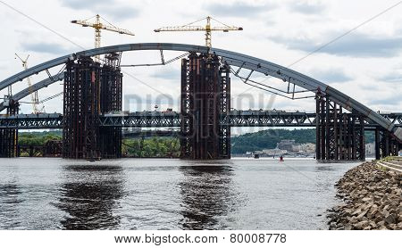 Construction Of The New Bridge Across The Dnieper In Kyiv