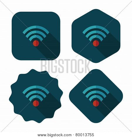 Wireless Wifi Flat Icon With Long Shadow