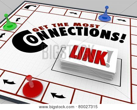 Get the Most Connections words on a board game to illustrate collecting links and relationships with peers and colleagues in different jobs and professions