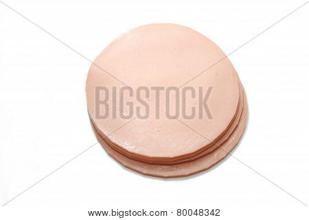 Bologna Luncheon Meat Isolated Over White