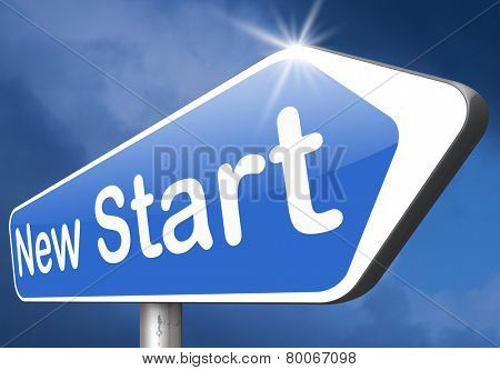 new fresh start or chance back to the beginning and do it again road sign arrow 