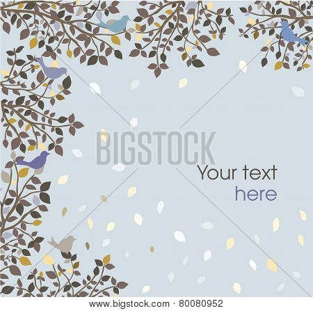 Blue Background With Birds On Branches