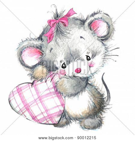 Valentine Day. Background for card with cute little animal