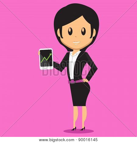 Office Woman Presenting Smartphone