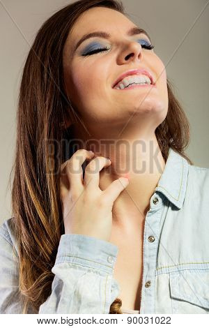 Woman Scratching Her Neck