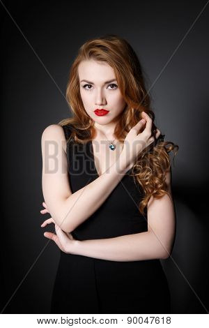 Lonely Woman On The Background