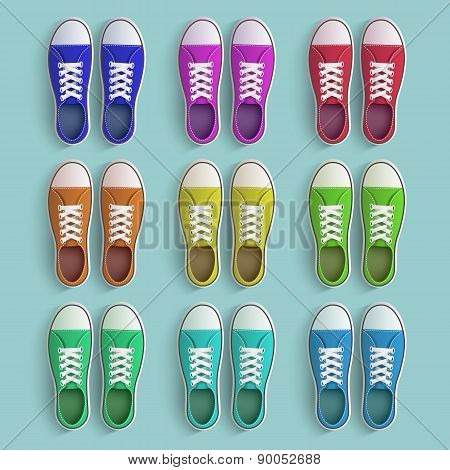 Set Of Old Vintage Sneakers.