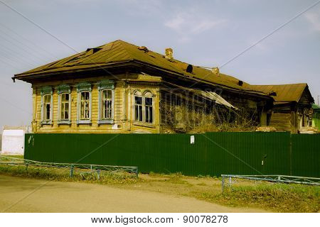 The destroyed office building in Russian province