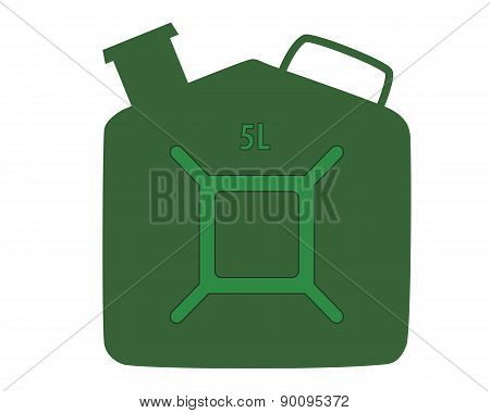 Green jerrycan isolated on white background. Vector illustration