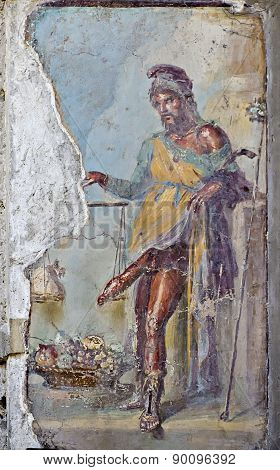 Fresco Of Priapus With Erect Penis, Vettii Houses, Pompeii.